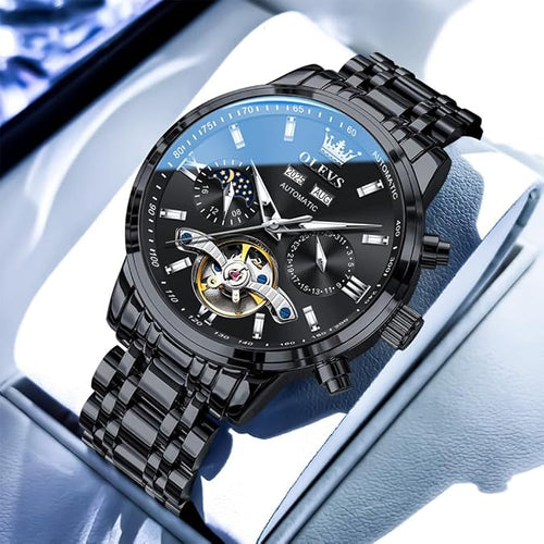 OLEVS Automatic Watches for Men Luxury Skeleton Mechanical Watch Self Winding Date Waterproof Luminous Mens Watch