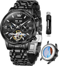 OLEVS Automatic Watches for Men Luxury Skeleton Mechanical Watch Self Winding Date Waterproof Luminous Mens Watch