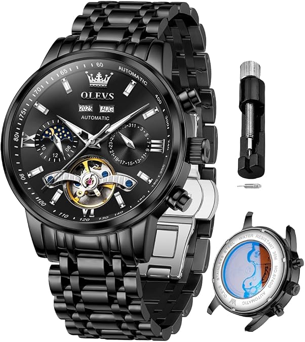 OLEVS Automatic Watches for Men Luxury Skeleton Mechanical Watch Self Winding Date Waterproof Luminous Mens Watch