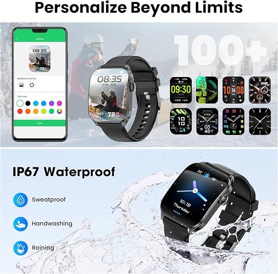 Smart Watches for Men Women, 1.91" HD Curve Screen Smartwatch (Answer/Make Call), Activity Fitness Tracker with Heart Rate Sleep Monitor Pedometer, 100+ Sport Modes, Smart Watch for Android