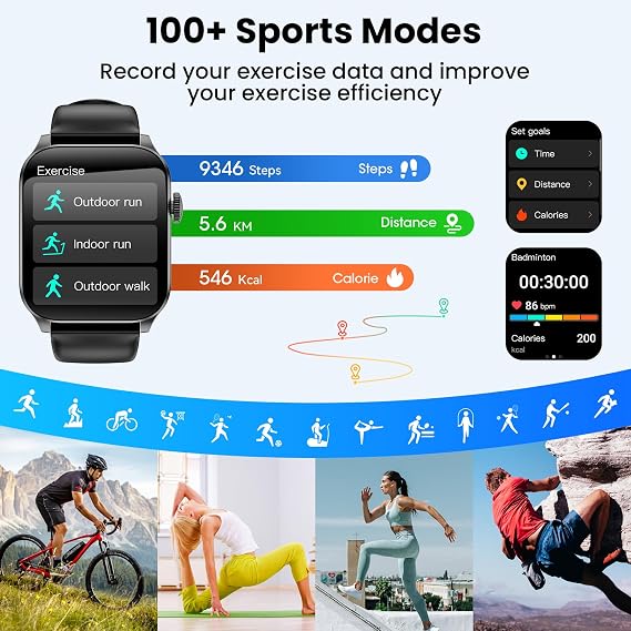 Smart Watches for Men Women, 1.91" HD Curve Screen Smartwatch (Answer/Make Call), Activity Fitness Tracker with Heart Rate Sleep Monitor Pedometer, 100+ Sport Modes, Smart Watch for Android