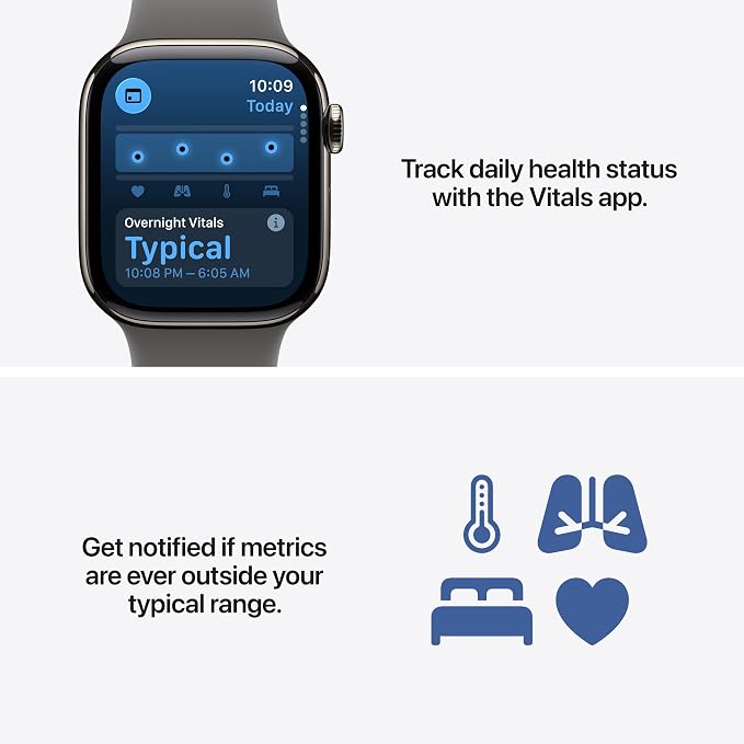 Apple Watch Series 11 [GPS 42mm] Smartwatch with Jet Black Aluminum Case with Black Sport Band - S/M. Sleep Score, Fitness Tracker, Health Monitoring, Always-On Display, Water Resistant