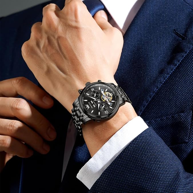 OLEVS Automatic Watches for Men Luxury Skeleton Mechanical Watch Self Winding Date Waterproof Luminous Mens Watch